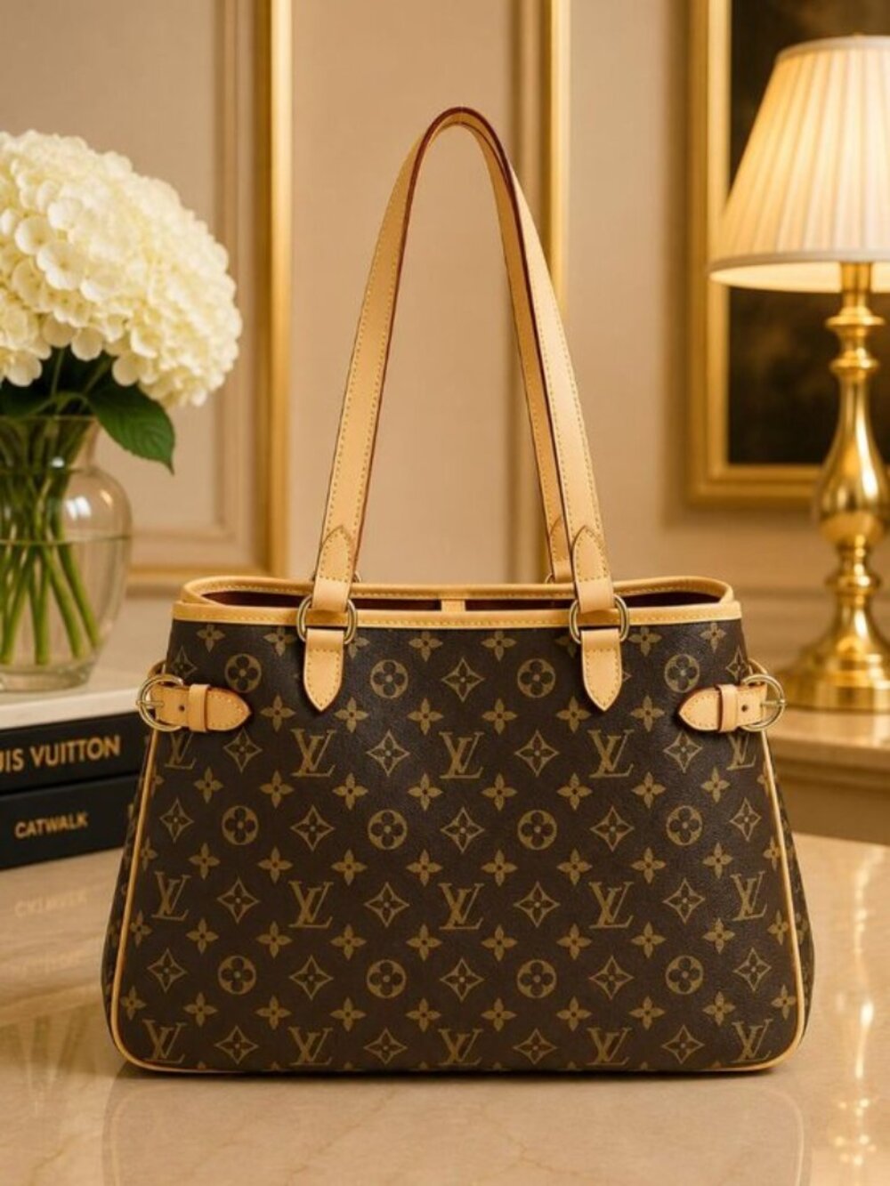 Authentic Louis Vuitton Batignolles Horizontal Monogram Shoulder Tote Bag